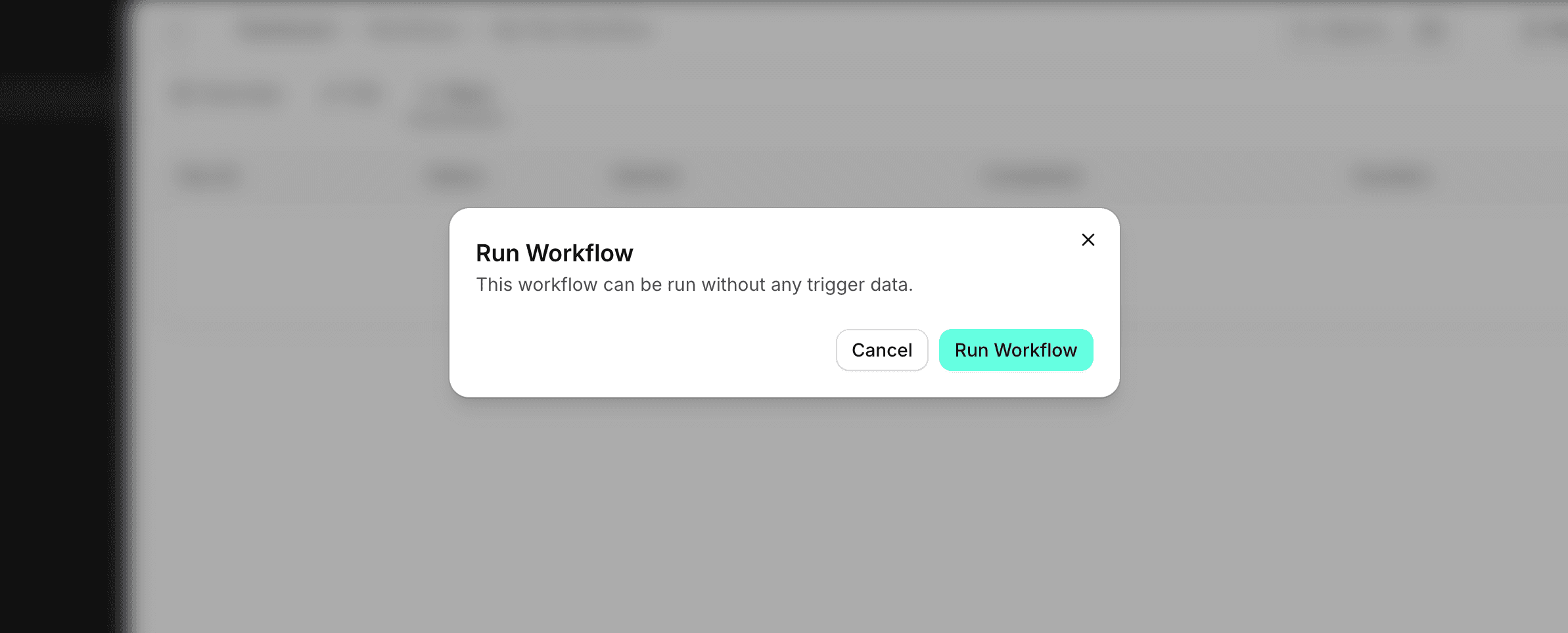 Run workflow dialog